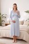 Alina Sabahlıklı Lace Detailed Zero-Sleeve Maternity and Postpartum Nightgown Set Suitable for Breastfeeding - 3