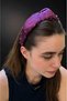 Bym Purple Satin Stone Embroidered Women's Hair Crown Evening Dress Henna Engagement Accessory - 2