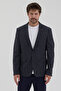 Fezziro Men's Dark Navy Blue Polyviscon Fabric Slim Fit Mono Collar Sports Blazer Jacket - 4