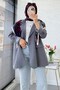 Two-Button Linen Blazer Women's Jacket - Gray - 3