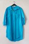 Light Blue Shirt Collar 3/4 Sleeve Buttoned Pocket Slim Casual Cotton Woven Shirt Dress 85 59 - 2