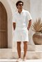Men's Polo Collar T-Shirt and Shorts Set Ottoman Fabric Zippered Polo Collar T-Shirt and Oversize Fit Shorts 2-Piece Summer Set Men's Polo Collar T-Shirt Shorts Set 2-Piece Set