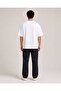 White Oversize Minimal Tea and Bird Printed Design T-Shirt - 2