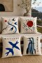 Abstract Birds Patterned 4-Piece Throw Pillow Cover Set