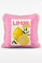 Italian Summer Themed Lobster and Lemon Patterned Ciao Bella Written 4-Piece Fringed Throw Pillow Cover Set - 6