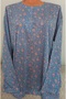 Er Clothing Paper Print Combed Cotton Blouse Long-Sleeve O-Neck 3 Buttons Flower - 3