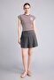 Fitted Crew Neck Striped Graphic Printed Ribbed Camisole Short Sleeve T-Shirt I6807Ax26Au - 2