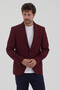 Falço Men's Burgundy Textured Fabric Mono Collar Slim Fit Sports Blazer Jacket