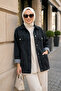 Women's Pocket Detailed Denim Jeans Black Jacket - 5
