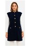 Women's Soft Textured Gold Buttoned Long Knit Vest with Pockets - 3