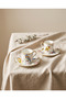 Bird 2-Person Porcelain Coffee Cup Set – Bird and Flower Patterned, Gold Detailed, 4 Pieces - 2