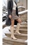 Women's High Heeled Leather Look Long Boots - 8