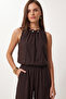 Bead Detailed Woven Top and Bottom Set Lby0065 Aci Brown - 3