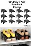 12 Pcs Double Shoe Organizer - In-Cabinet Organizer Shoe Ramp Black