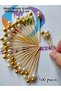 500 Pieces Decorative Cream Gold Double Color Double Pearl Beaded Party Toothpicks 6.5 cm - Pearl 8 mm