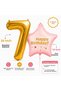 2-Piece Birthday Foil Balloon Set 34 Inch Gold Number Balloon and 18 Inch Pink Happy Birthday Star Foil Balloon