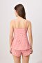 Dusty Rose 100% Cotton Floral Binding Detailed Shorts Knitted Pajama Set Thmss25Pt00436 - 4