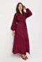 Cherry Silky Fabric Voile Ribbed Detailed Maxi Woven Hijab Dress Tctss26Eb00201 - 2