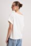 Ecru Slogan Oversize Boat Neck Low Sleeve Short Cotton Knitted T-Shirt Twoss26Ts00150 - 4