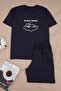 Navy Blue Regular Cut Lettering Printed Cotton Piece Pajama Set Tmnss26Pt00024 - 4