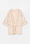 Stone Embroidered Kimano Top Elastic Waist Pocketed Shorts Double Set Tdrss26Au00048 - 6