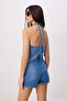 Mavi Halter Yaka Kısa Denim Tulum TWOSS26TU00048 - 9