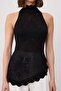 Siyah Ajurlu Halter Yaka Triko İnce Triko Bluz TWOSS26BZ00302 - 3