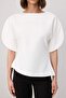 Beyaz Asimetrik Dokuma Bluz TWOSS26BZ00777 - 4