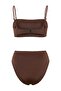 Kahverengi Straplez Kaplı Nakış Detaylı Yüksek Bel Regular Bikini Takımı TBESS26BT00169 - 6