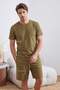 Haki Regular Fit Printed Knitted Shorts Pajama Set Tmnss24Pt00001 - 2
