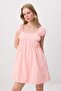 Pink Linen Look Shirred Detailed Short / Mini Woven Dress Twoss26El00967