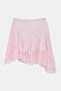 Pink Asymmetrical Cut Lace Lined Short Knee Length Skirt Tdrss26Et00076 - 7