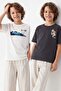 Anthracite-White 2-Piece Slogan Knitted T-Shirt Tkdss26Ts00026