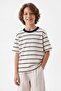 Navy Blue-Ecru 2-Piece Boys' Striped Knitted T-Shirt Tkdss26Ts00037 - 5