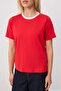 Kırmızı Regular/Normal Kalıp Kontrast Detaylı Kısa Kol %100 Pamuk Örme T-shirt TWOSS26TS00322 - 4