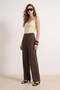 Koyu Kahverengi Wide Leg/Geniş Paça Palazzo Pilili Dokuma Kumaş Pantolon TWOAW22PL0475 - 2