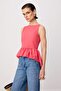 Pomegranate Flower Woven Peplum Blouse Twoss26Bz00631