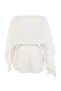 Ecru Woven Drawstring Beach Blouse Shorts Set Tbess26Au00033 - 7