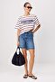 Ecru Striped Regular Crew Neck Low Sleeve Short Tok Cotton Knitted T-Shirt Twoss26Ts00332 - 2