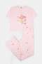Pembe %100 Pamuklu Kurdele ve Yıldız Baskılı Örme Pijama Takımı THMAW26PT00116 - 2