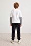 Black Plain/Basic Boys' Jogger Thick Non-Embossed Knitted Sweatpants Tkdaw27Ea00010 - 4