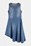 Mavi Kolsuz Asimetrik Midi Denim Elbise TWOAW27EL00030 - 5