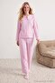 Pink Striped Collar and Stripe Accessory Detailed Viscose Woven Pajama Set Thmaw27Pt00045 - 2