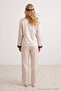 Ekru-Kahverengi 4'lü Puantiyeli Uyku Bantlı ve Tokalı Saten Dokuma Pijama Takımı THMAW27PT00008 - 10