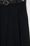 Black Belted Lycra Pleated Flat Trousers Tdrss26Pl00068 - 6