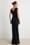 Siyah A-Kesim/Çan Form Maxi Örme Abiye & Mezuniyet Elbisesi TPRSS26AE00047 - 5