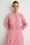 Kırmızı Beli Gipe Lastkli Ekose / Kareli Maxi Dokuma Tesettür Elbise TCTSS26EB00092 - 2