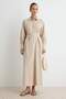 Stone Gold Accessory Detailed Cut-Out Waist Maxi Belted Cotton Woven Hijab Dress Tctss26Eb00023
