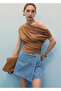 Double-Breasted Denim Pants Skirt