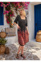 Women's Black Half Sleeve Square Collar Bohemian Dress